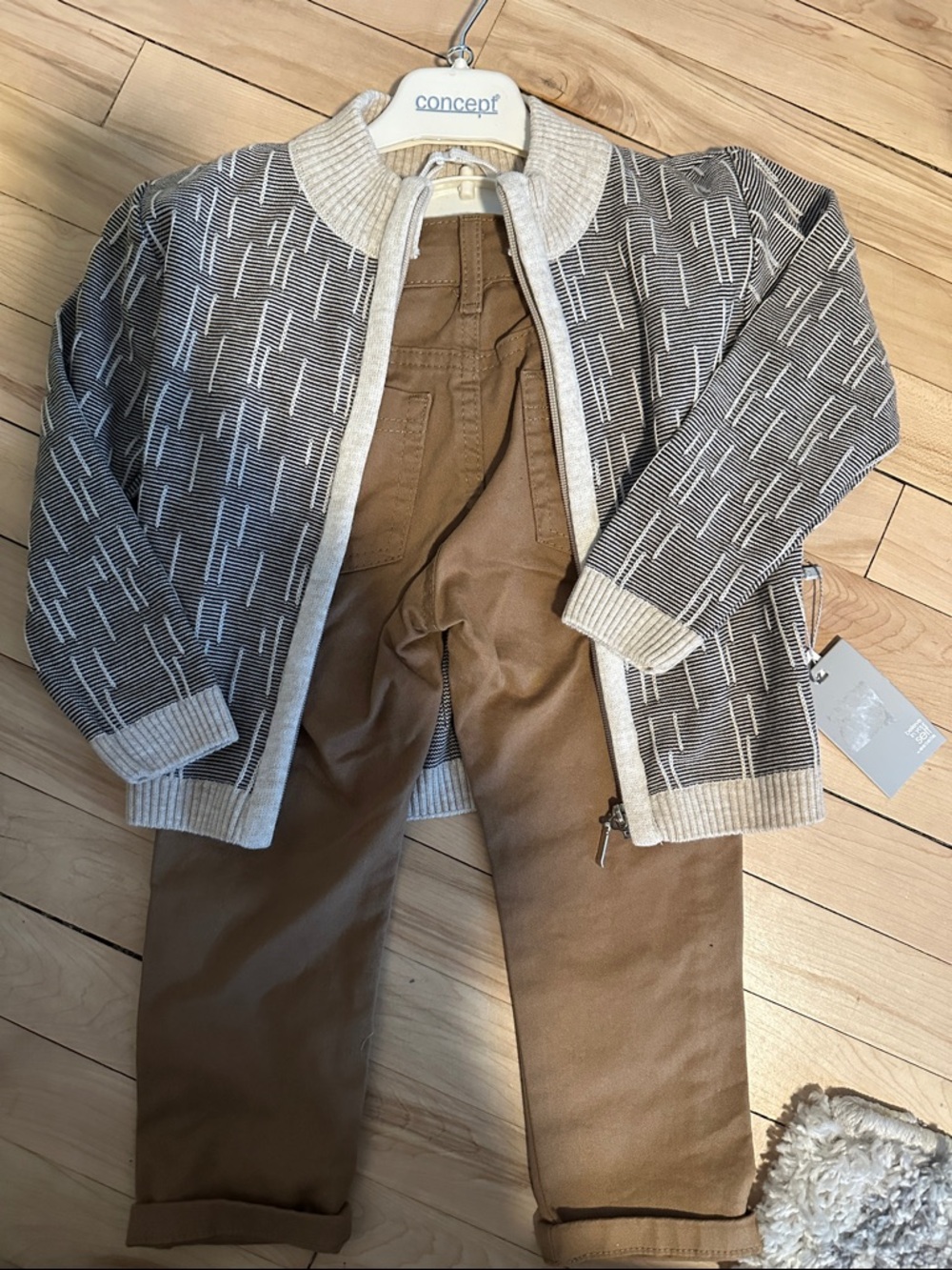 Concept K Brown & Cream Knit Boys' 3-Piece Set